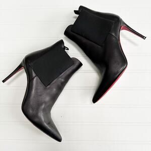 Christian Louboutin Carnababy Leather Pointed Toe Ankle Boot Stiletto Pull On 37